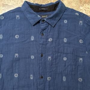 Roark Journey Shirt Mens Large Blue Dobby Knit Cotton Geometric Outdoors